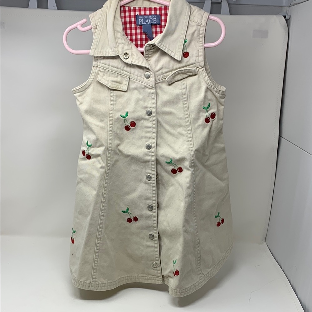 The Childrens Palace 4T Cherry Embroidered Sleeveless Dress